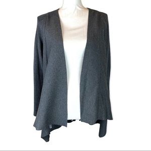 Dana Buchman Cardigan Asymmetrical Open Front Gray Ribbed Women’s Size Medium M